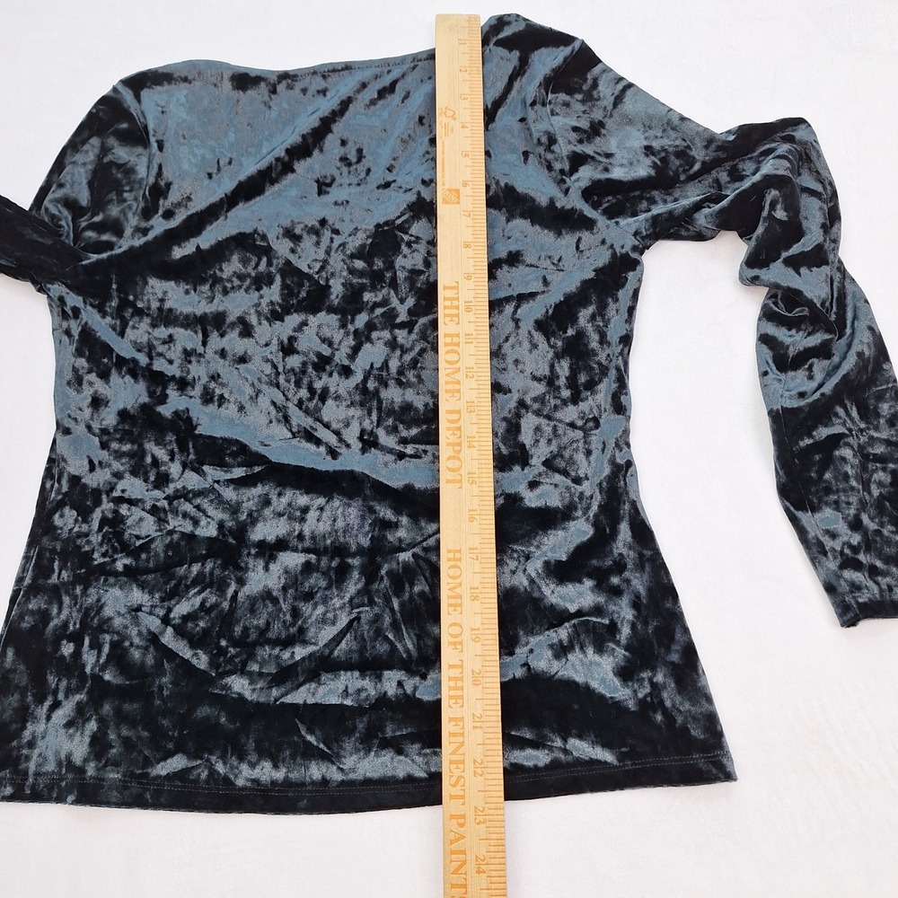 G Giiuliana Black Label Top Womens‎ Medium Blue Black Crushed Velvet Goth Witchy - Picture 5 of 8